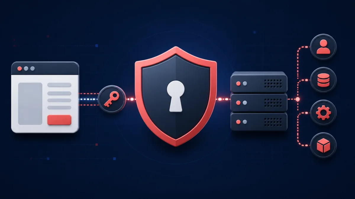Secure API token passing from a web client through a shield to application servers